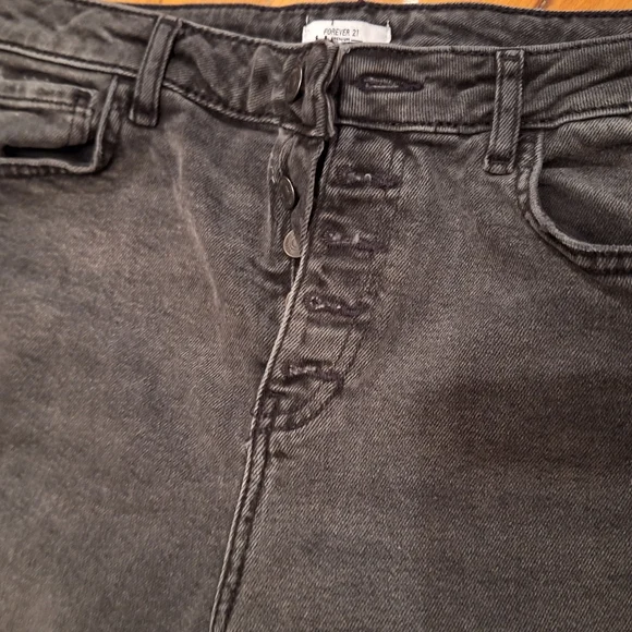 Forever 21 Dark Black Flare Jeans Ladies 31 Button Fly Hippie Bell Bottom Boho - Picture 5 of 5